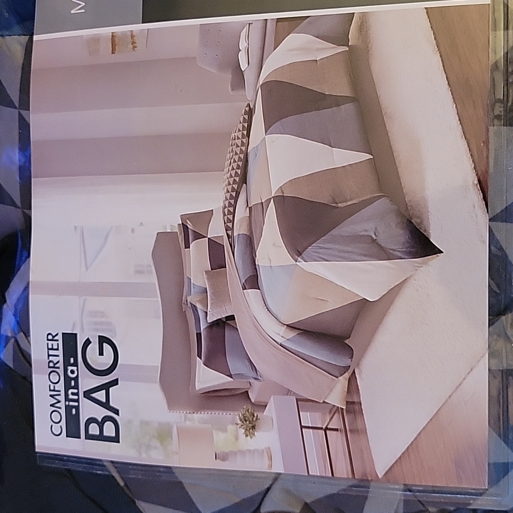 Madison Park Essentials Full Comforter w/ Sheets Pillow Gray Blue Tan Cream New…